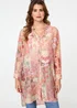Izabel London Pink Printed Long Sleeve Longline Shirt - 18 Image 4