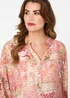 Izabel London Pink Printed Long Sleeve Longline Shirt - 18 Image 3