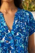 Roman Blue Floral Print Pintuck Stretch Shirt - 18 Image 4
