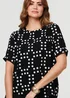 Izabel London Black Polka Dot Print Short Sleeve Blouse - 12 Image 3
