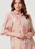 Izabel London Pink Floral Lace Trim 3/4 Puff Sleeve Shirt - 16 Image 3