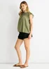 Gini London Khaki Crochet Panel Viscose Loose Fit Top - S/M Image 4