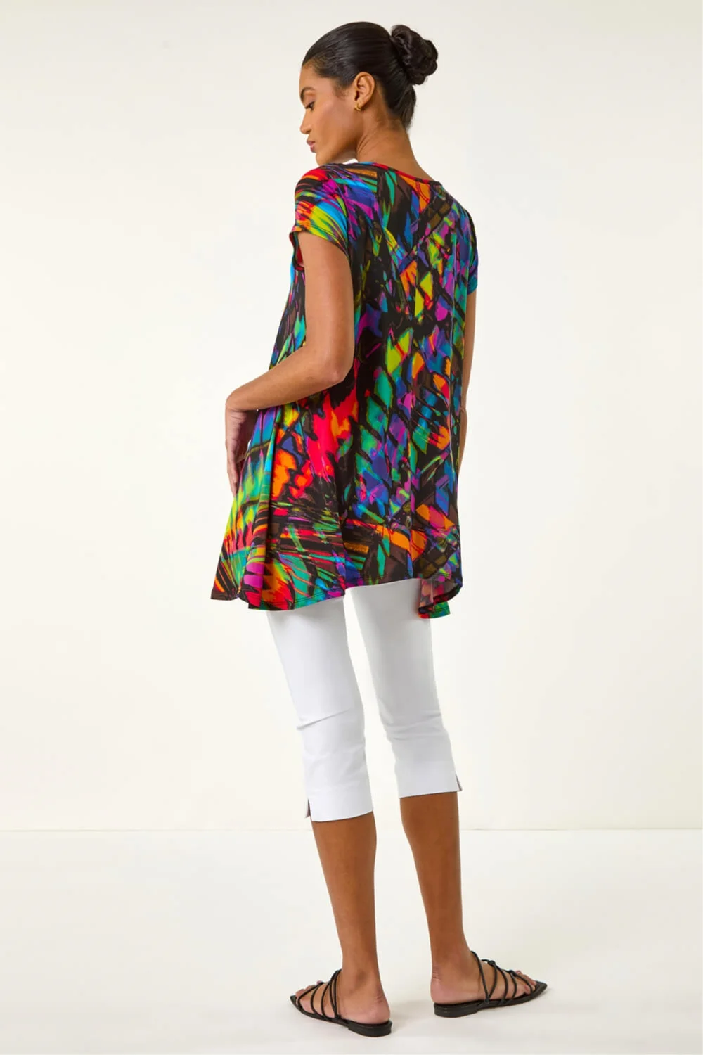 Roman Multi Abstract Print Hanky Hem Tunic - 14 Image 3