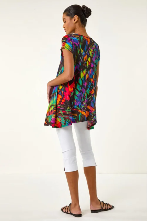Roman Multi Abstract Print Hanky Hem Tunic - 14 Image 3