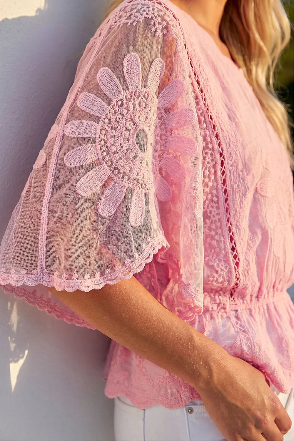 Dusk Pink Butterfly Lace Blouse - M/L Image 4