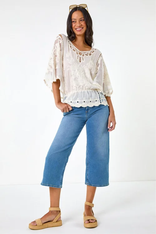 Dusk Ivory Butterfly Lace Blouse - M/L Image 2