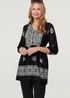 Izabel London Black Embroidered 3/4 Sleeve Shirred Blouse - 12 Image 3