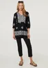 Izabel London Black Embroidered 3/4 Sleeve Shirred Blouse - 12 Image 1