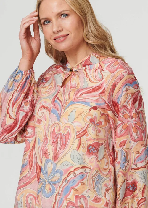 Izabel London Pink Abstract Long Sleeve Relaxed Blouse - 14 Image 3