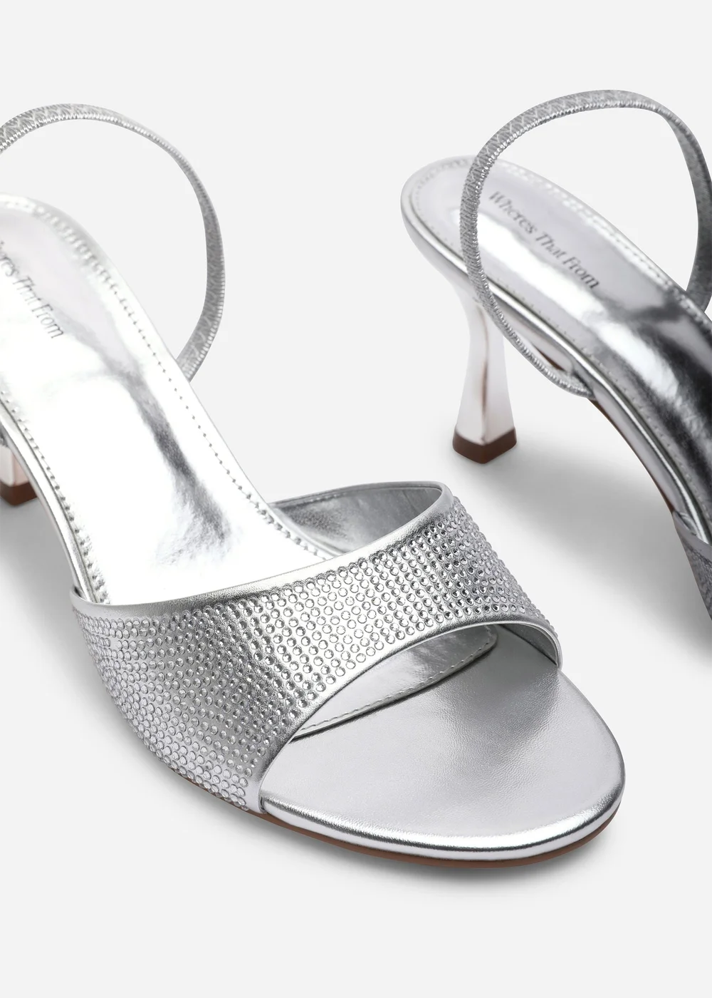 Where's That From Harmony Silver Open Toe Mid Heel Sandal With Sling back - 4 Image 4
