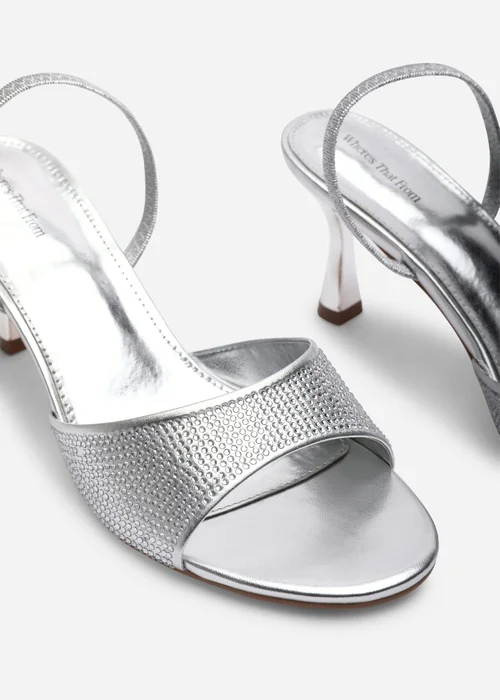 Where's That From Harmony Silver Open Toe Mid Heel Sandal With Sling back - 4 Image 4