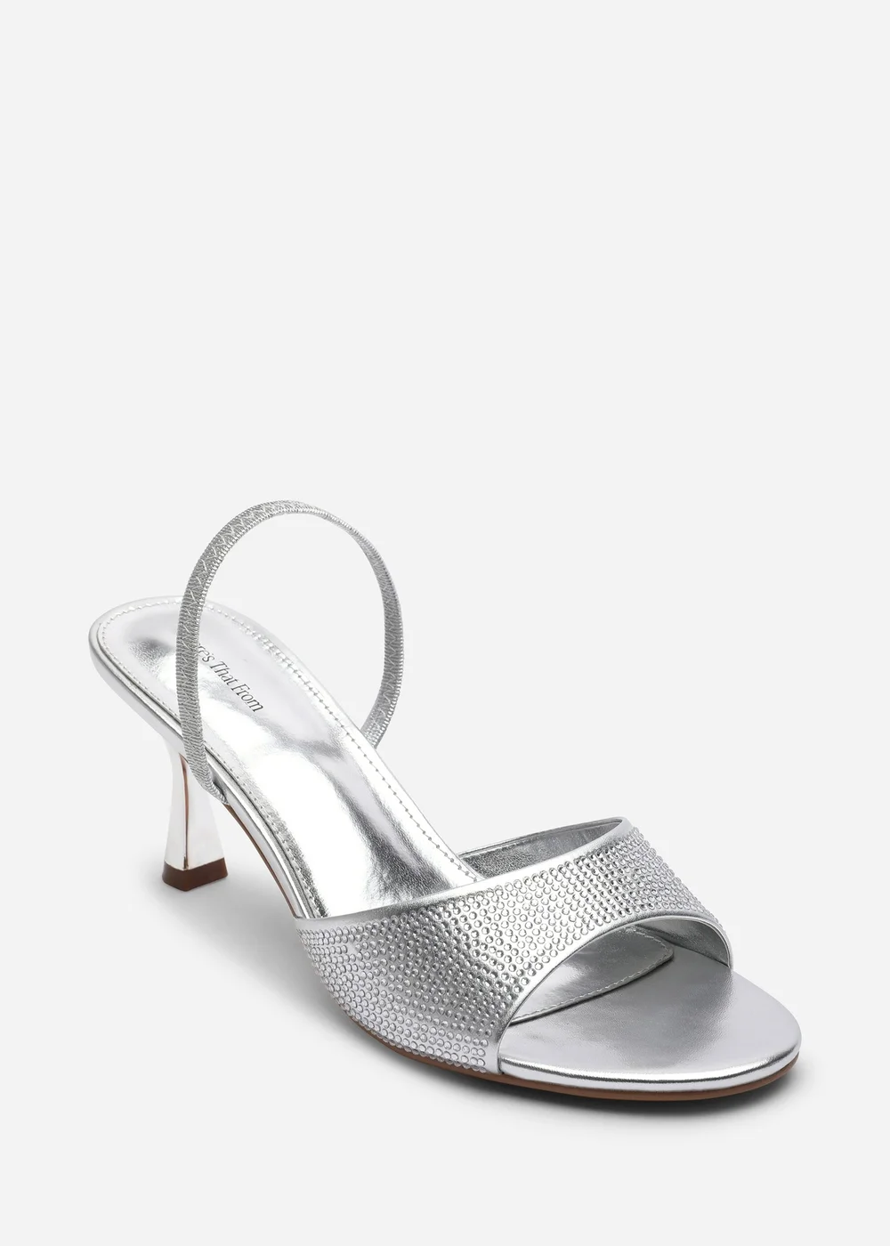 Where's That From Harmony Silver Open Toe Mid Heel Sandal With Sling back - 4 Image 2