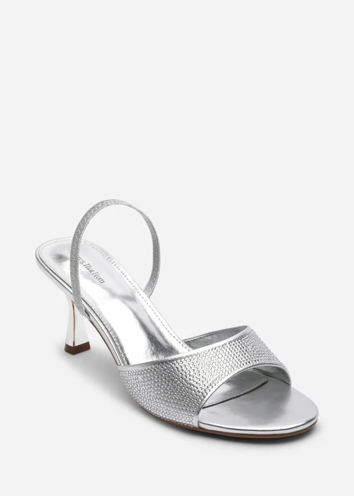 Where's That From Harmony Silver Open Toe Mid Heel Sandal With Sling back - 4 Image 2
