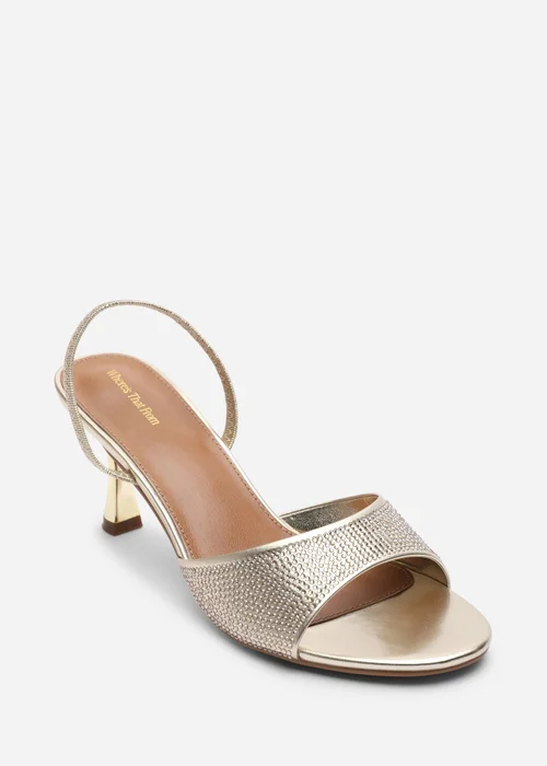 Where's That From Harmony Gold Open Toe Mid Heel Sandal With Sling back - 8 Image 3