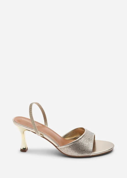 Where's That From Harmony Gold Open Toe Mid Heel Sandal With Sling back - 3 Image 1