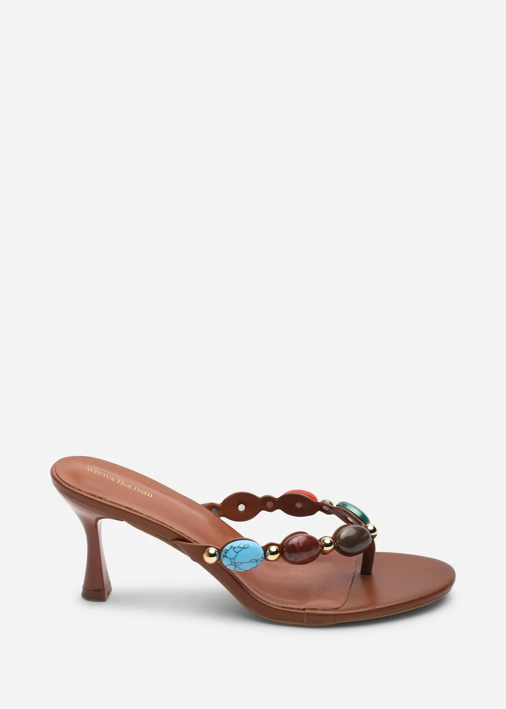 Where's That From Electra Jewel Embellished Tan Heeled Sandals - 5 Image 1