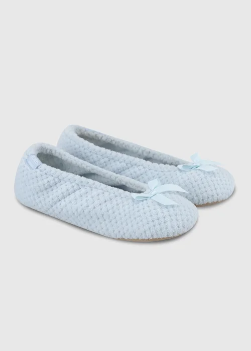 Totes Isotoner Pastel Blue Popcorn Ballet Slippers - 7-8 Image 2