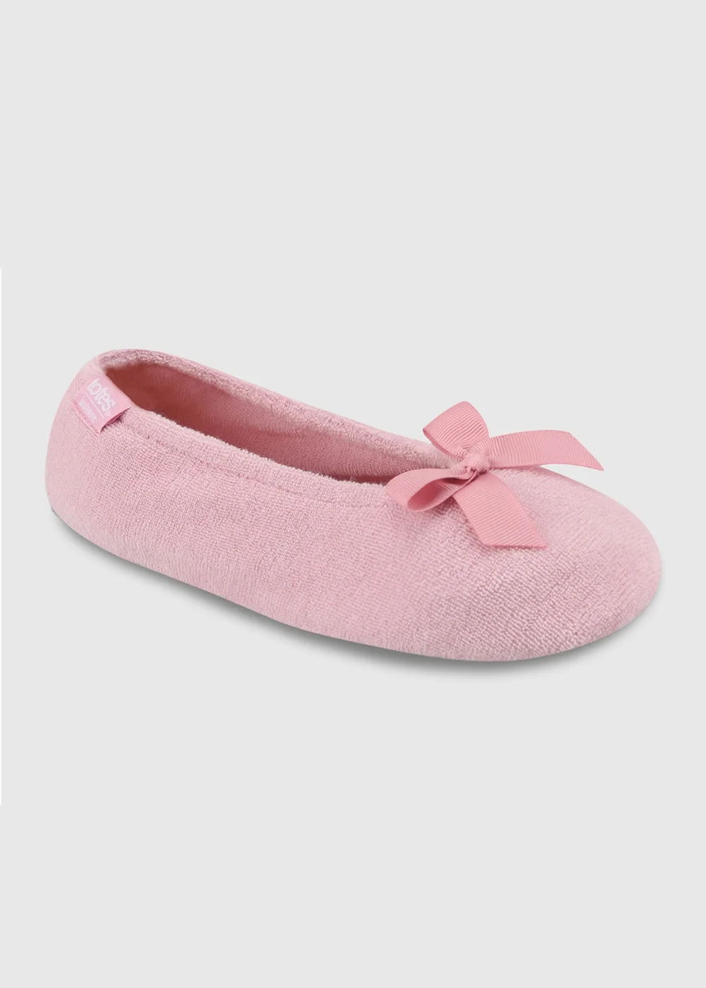 Totes Isotoner Pastel Pink Terry Ballerina Slippers - 7-8 Image 3