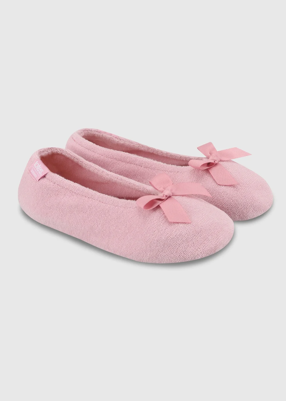 Totes Isotoner Pastel Pink Terry Ballerina Slippers - 7-8 Image 2