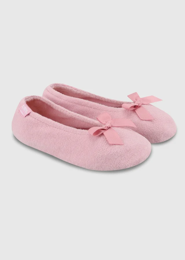 Totes Isotoner Pastel Pink Terry Ballerina Slippers