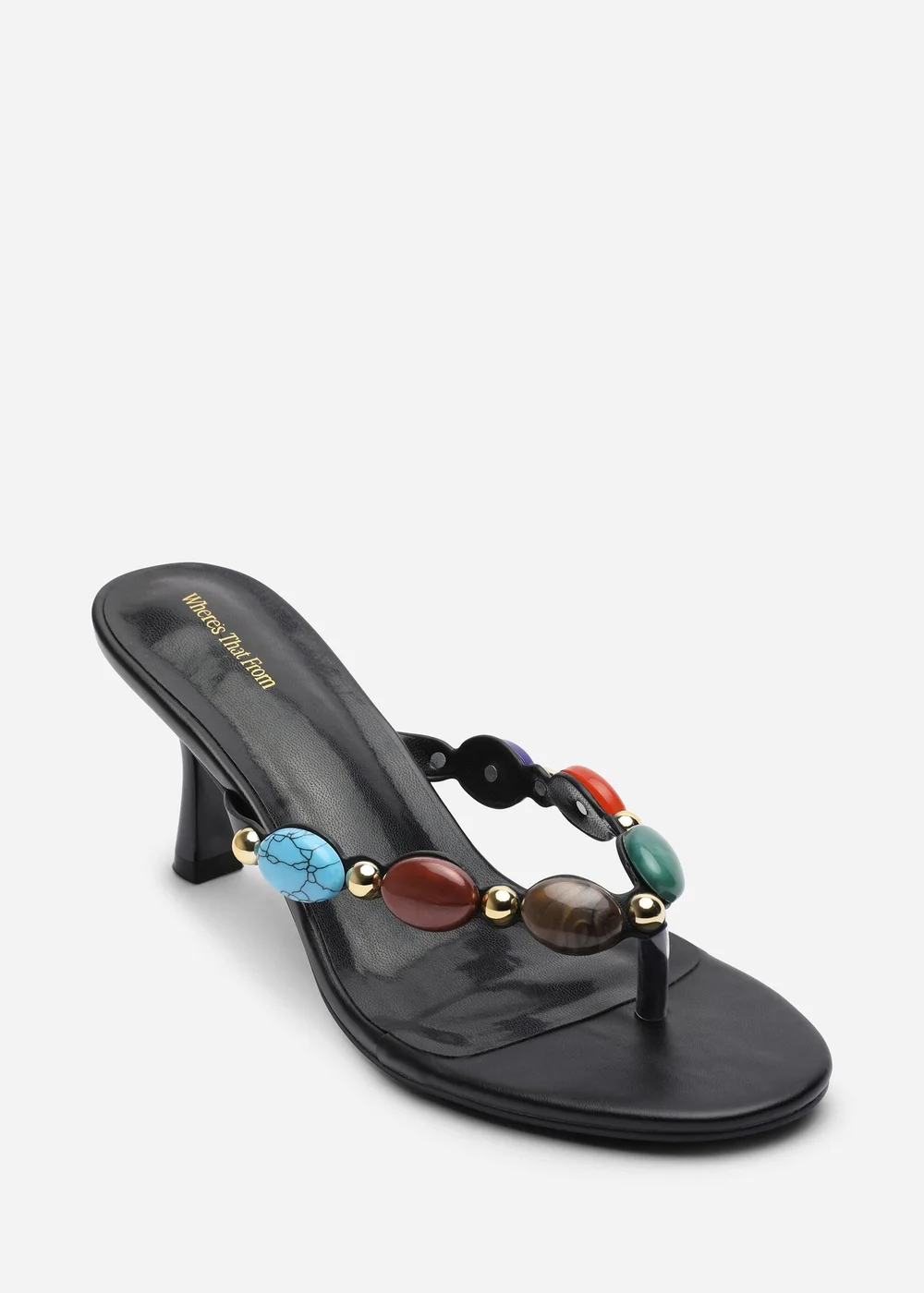 Where's That From Electra Jewel Embellished Black Heeled Sandals - Size 7 Image 3