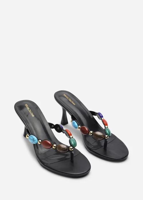 Where's That From Electra Jewel Embellished Black Heeled Sandals - Size 7 Image 4