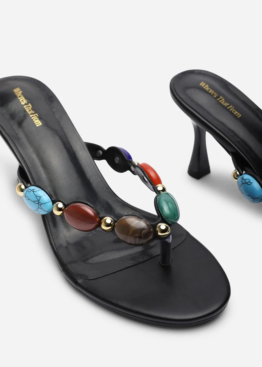 Where's That From Electra Jewel Embellished Black Heeled Sandals - Size 7 Image 5