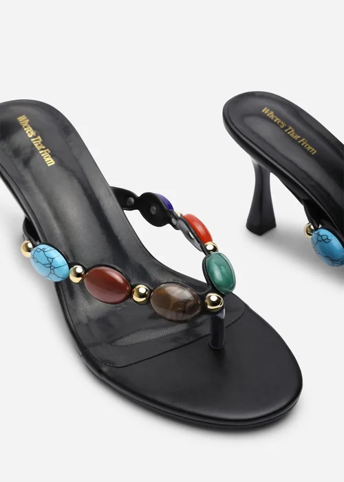 Where's That From Electra Jewel Embellished Black Heeled Sandals - Size 7 Image 5