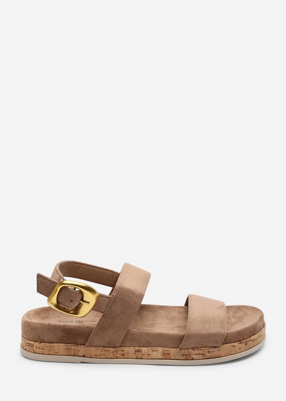 Where's That From Banyan Double Strap Flatform Camel Faux Suede Sandal - 4 Image 1