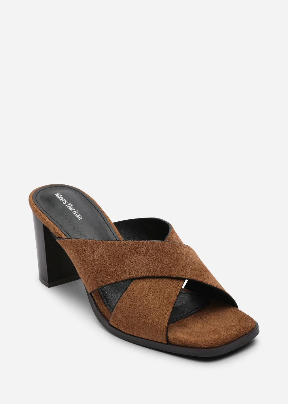 Where's That From Livana Crossover Strap Block Heel Sandal In Cognac Suede - 7 Image 3