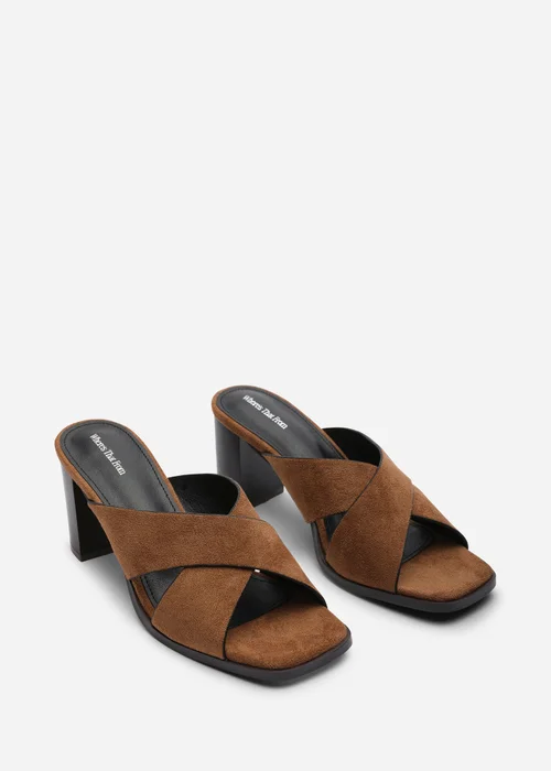 Where's That From Livana Crossover Strap Block Heel Sandal In Cognac Suede - 7 Image 4
