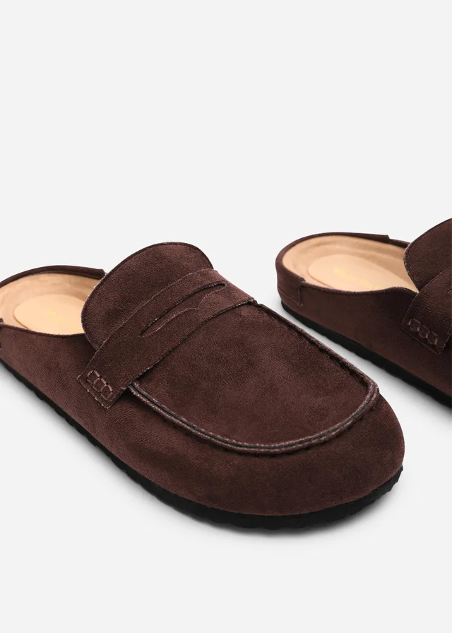 Where's That From Honeybee Dark Brown Low Back Slip On Mule