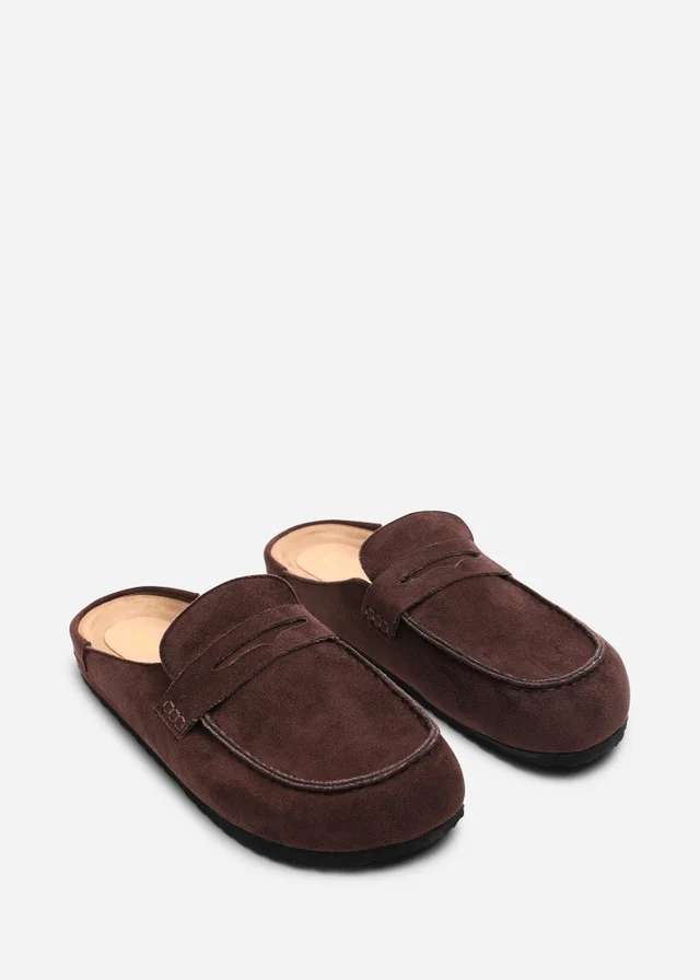 Where's That From Honeybee Dark Brown Low Back Slip On Mule