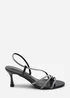 Where's That From Gloria Diamante Strappy Low Heeled Black Patent Sandals - Size 5 Image 2