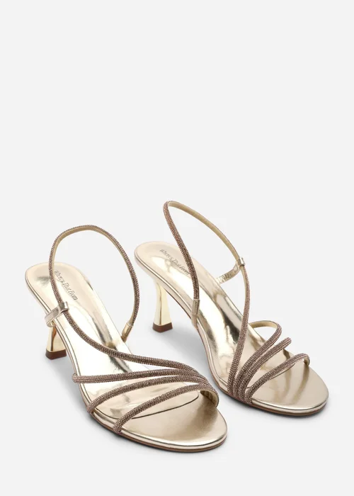 Where's That From Gloria Diamante Strappy Low Heeled Gold Metallic Sandals - 4 Image 4