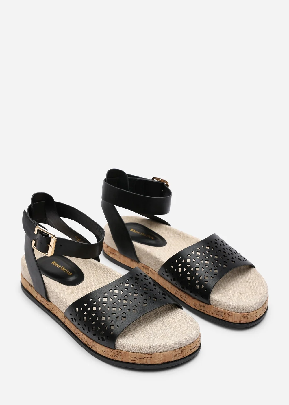 Where's That From Bask Cutout Design Flatform Black Sandal - 7 Image 4