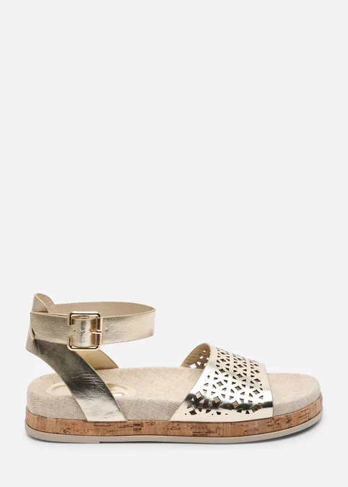 Where's That From Bask Cutout Design Flatform Gold Metallic Sandal - 5 Image 1