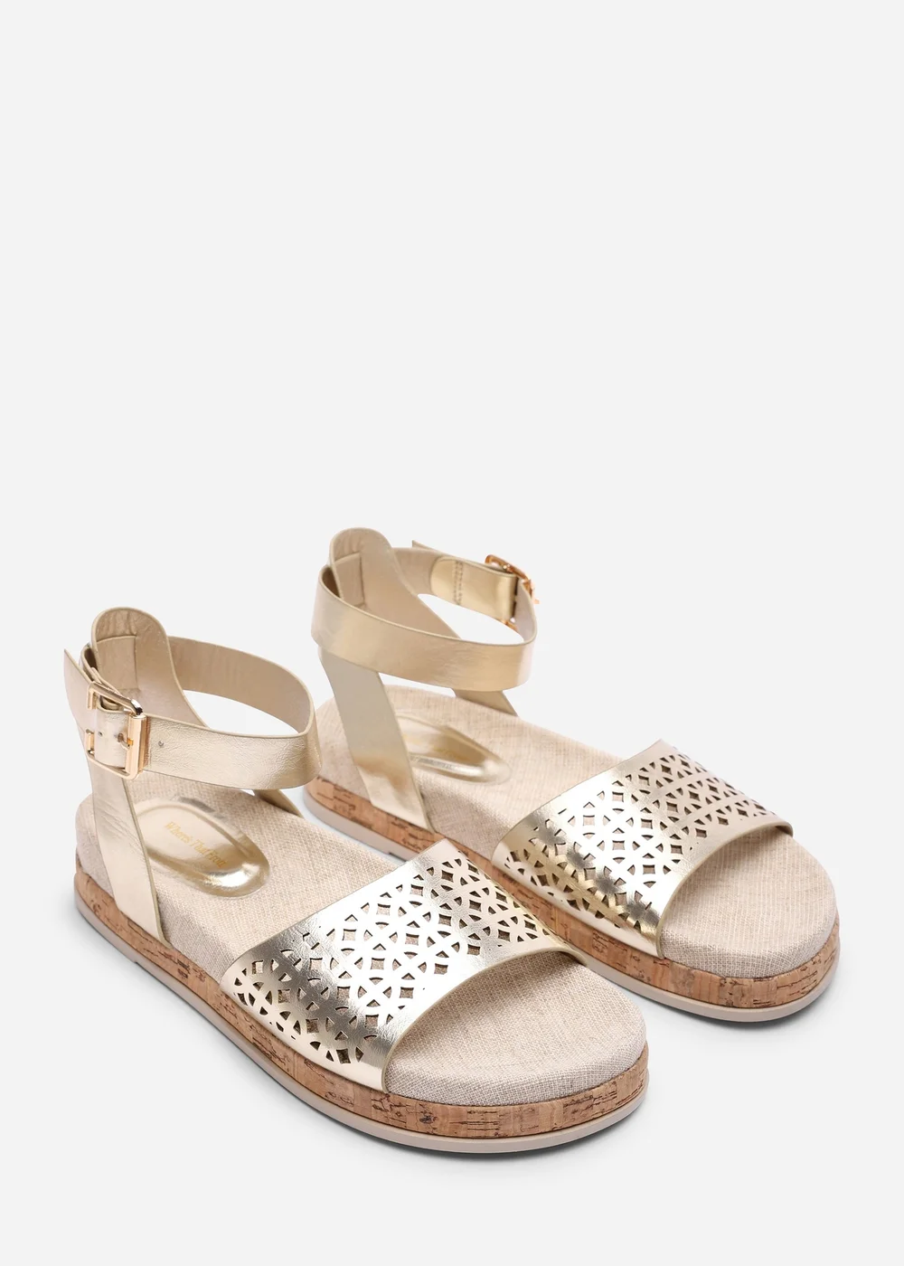 Where's That From Bask Cutout Design Flatform Gold Metallic Sandal - 5 Image 4