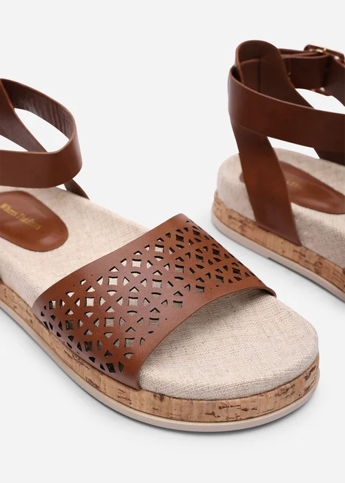 Where's That From Bask Cutout Design Flatform Tan Sandal - 6 Image 5