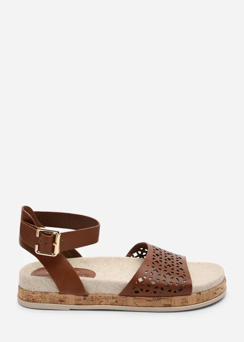 Where's That From Bask Cutout Design Flatform Tan Sandal - 4 Image 1