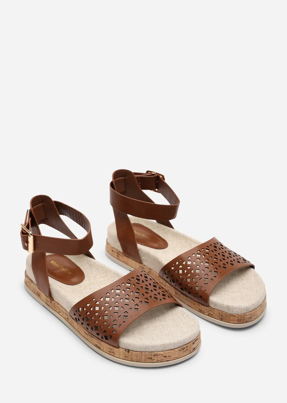 Where's That From Bask Cutout Design Flatform Tan Sandal - 6 Image 4