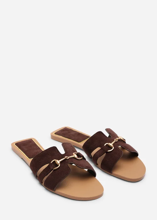 Where's That From Dorina Embellished Dark Brown Suede Slide On Sandals - 4 Image 3