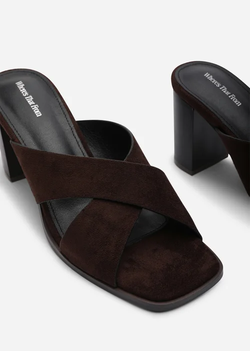 Where's That From Livana Crossover Strap Block Heel Sandal In Dark Brown Suede - 4 Image 5