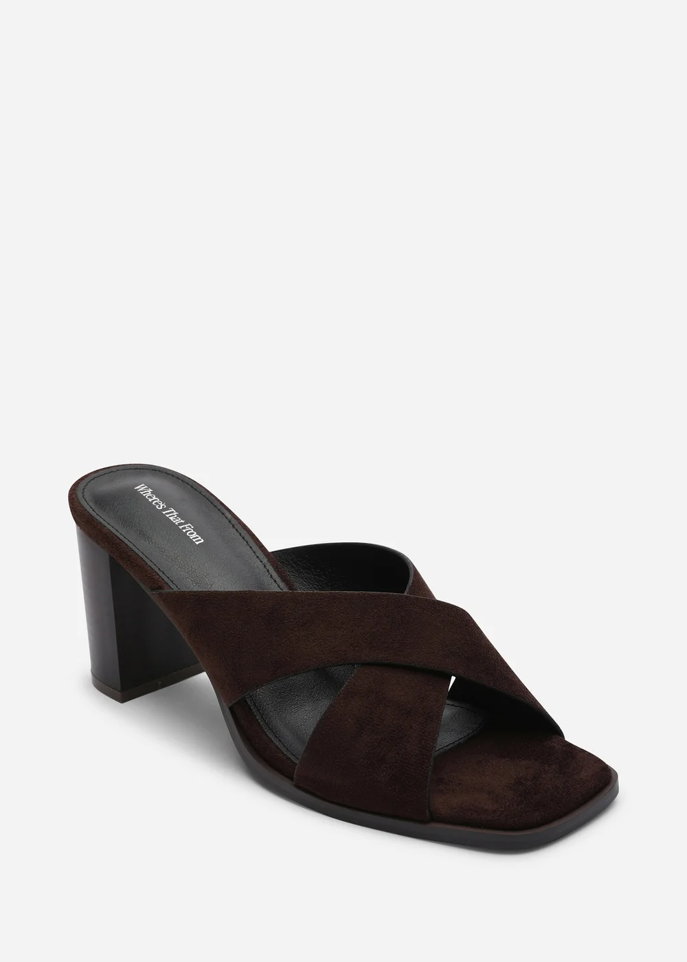 Where's That From Livana Crossover Strap Block Heel Sandal In Dark Brown Suede - 4 Image 3