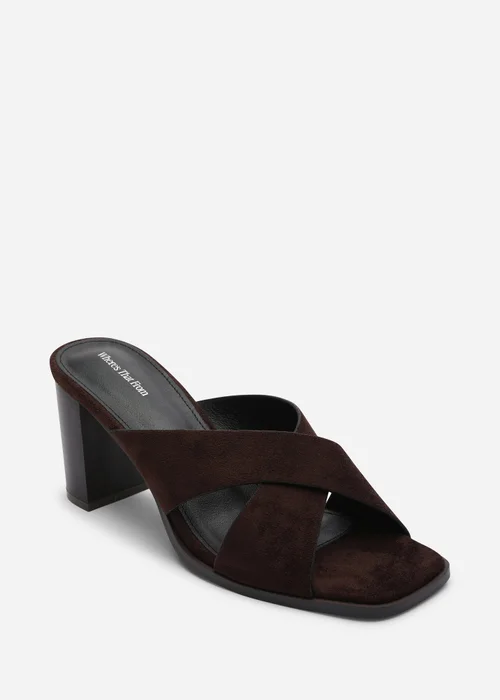 Where's That From Livana Crossover Strap Block Heel Sandal In Dark Brown Suede - 4 Image 3