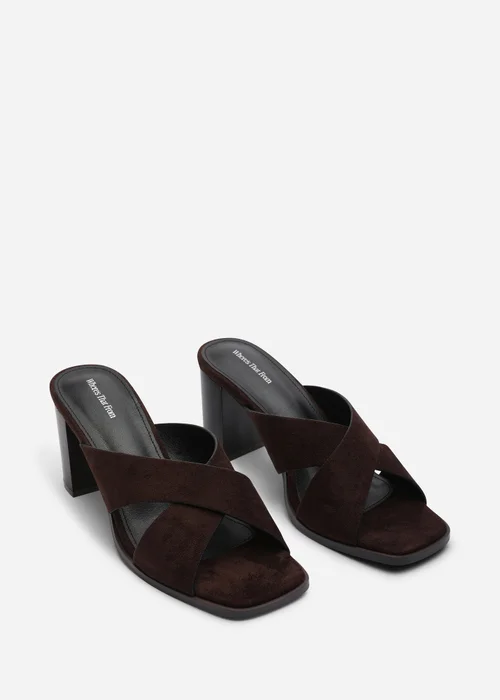 Where's That From Livana Crossover Strap Block Heel Sandal In Dark Brown Suede - 4 Image 4