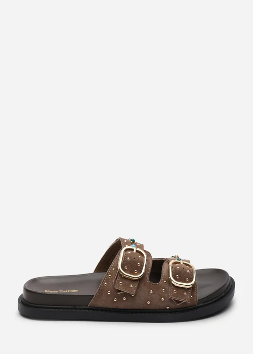 Where's That From Brooklyne Twist Open Toe White Slide On Sandals - 5 Image 1