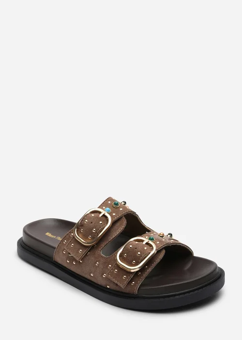 Where's That From Brooklyne Twist Open Toe White Slide On Sandals - 5 Image 3