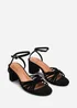 Where's That From Blossy Knotted Block Heel Sandal With Ankle Strap In Black Suede - 8 Image 2