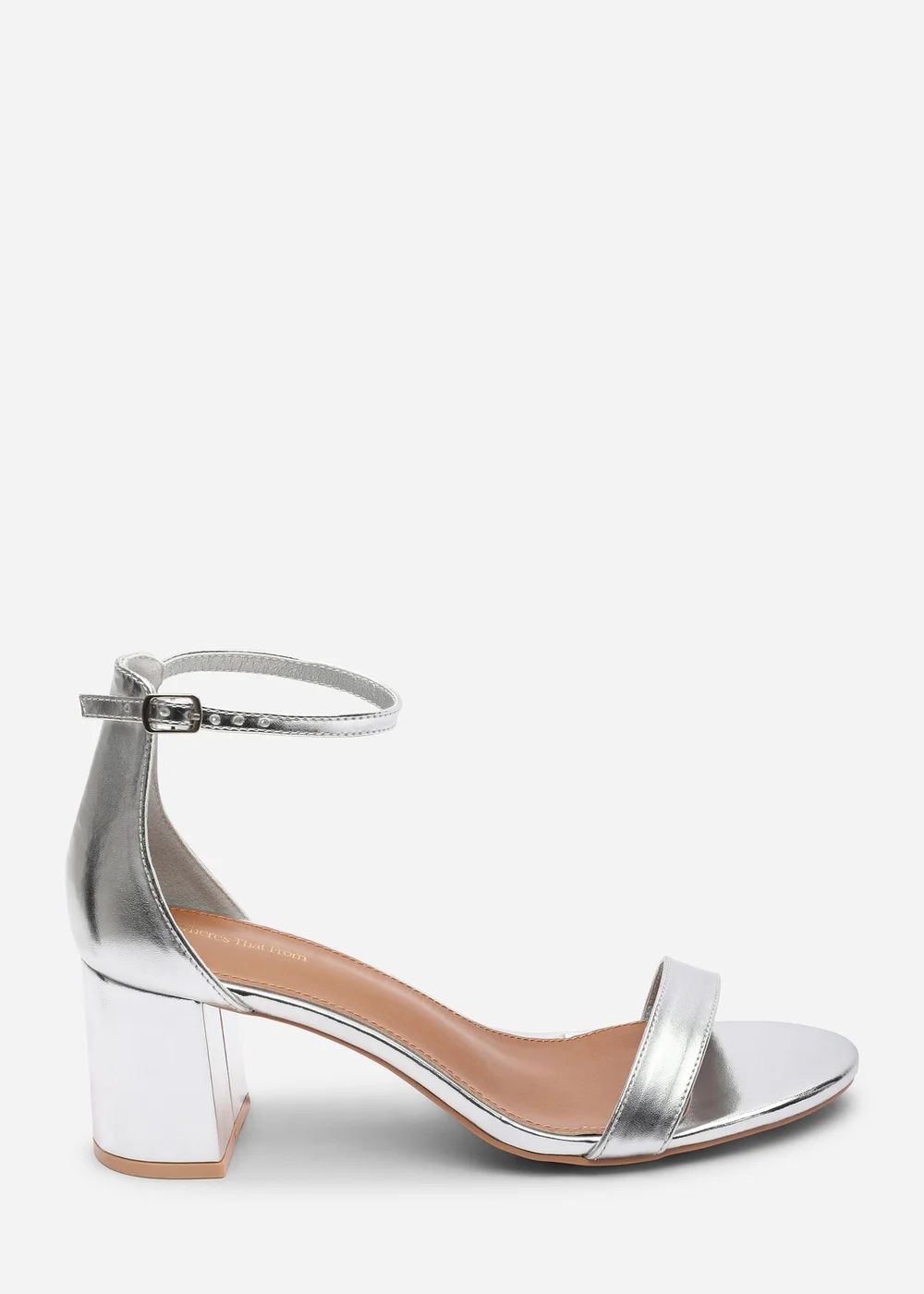 Where's That From Beacon Ankle Strap Block Heel Silver Metallic Sandals - 5 Image 1